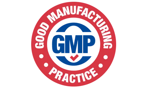 GMP Certified logo indicating that the product meets Good Manufacturing Practice standards for quality and safety.